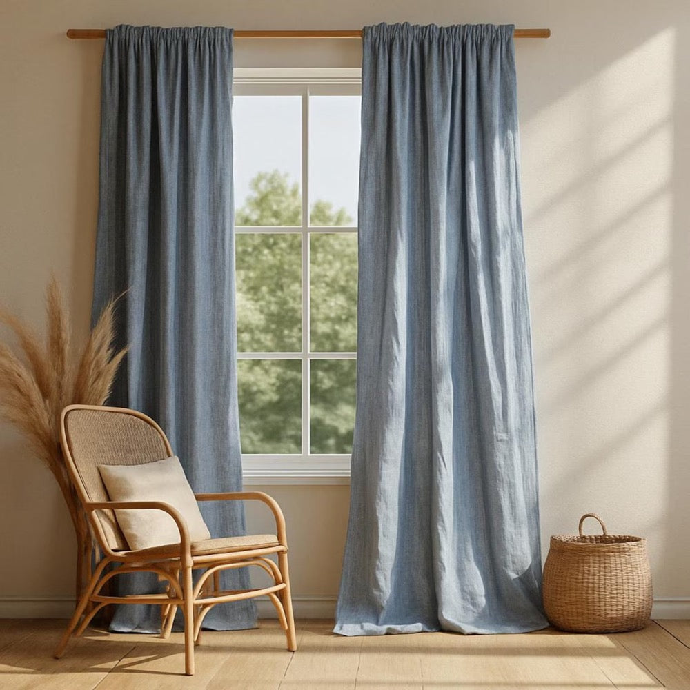 ORGANIC Linen Curtain Modern Home Decor 100% Natural European Linen Bedroom Farmhouse Curtains Elegant Linen Curtain with Tab top heading