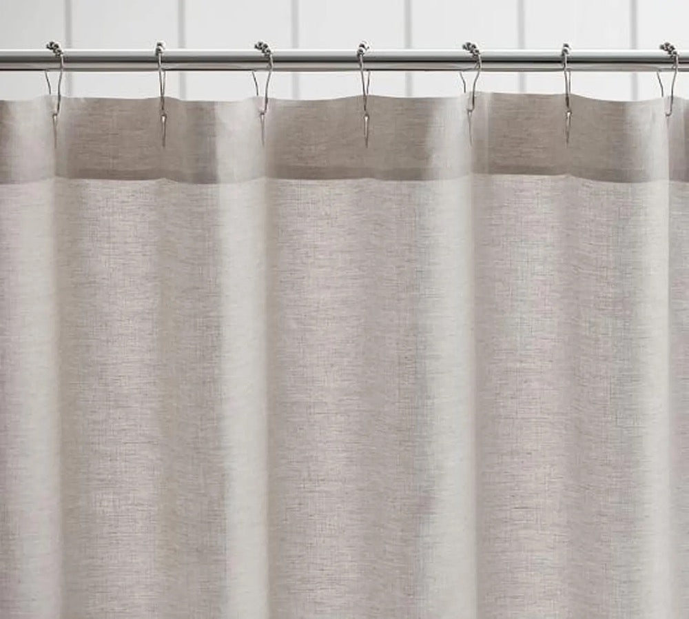 Organic 100% Flax Shower Curtain. Custom Size. Fabric Douche Drape. Buttonhole Top Panel