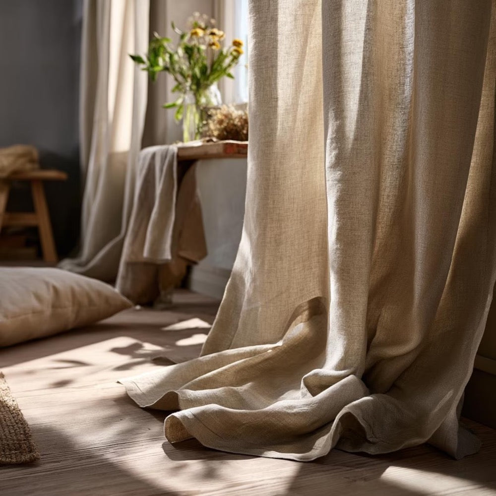 ORGANIC Linen Curtain Modern Home Decor 100% Natural European Linen Bedroom Farmhouse Curtains Elegant Linen Curtain with Tab top heading